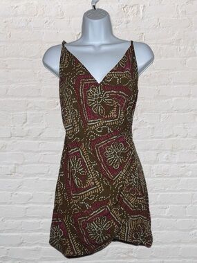 Urban Outfitters Brown & Multi Color Bohemian Motif Mini Dress in Size Medium